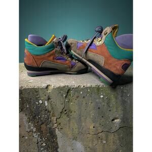 Vintage Tecnica Trekking Suede Hiking Boots 80s 90s Multi Color Womens 9 Mens 7